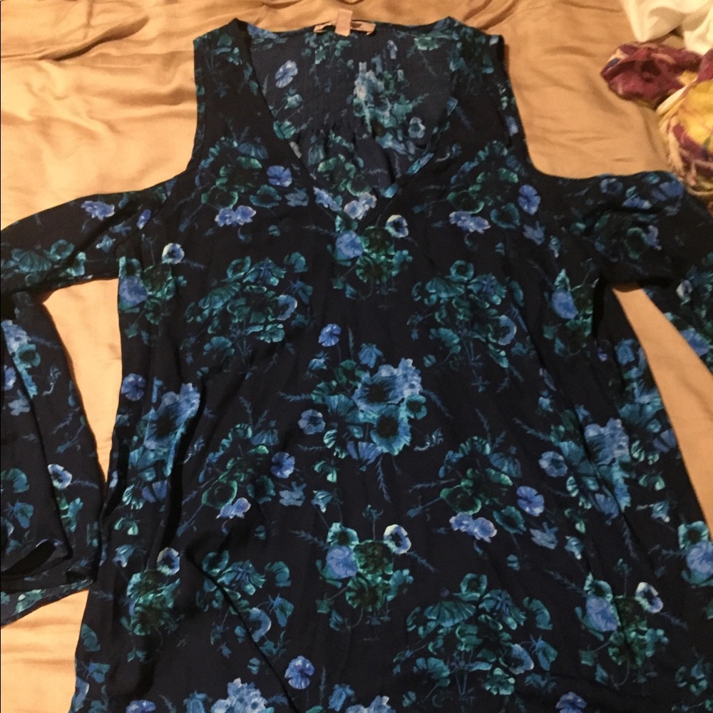 Off the shoulder blue floral blouse